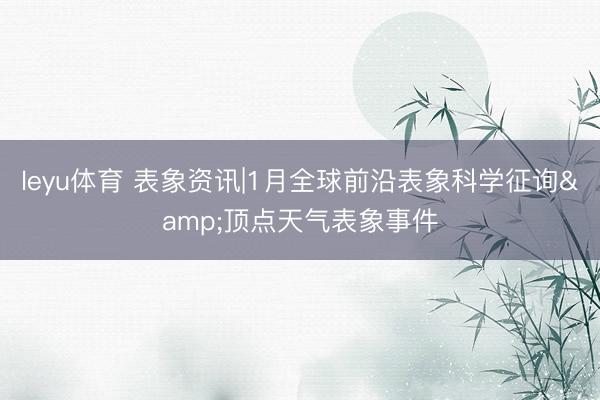 leyu体育 表象资讯|1月全球前沿表象科学征询&顶点天气表象事件