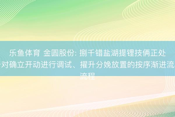 乐鱼体育 金圆股份: 捌千错盐湖提锂技俩正处于对确立开动进行调试、擢升分娩放置的按序渐进流程