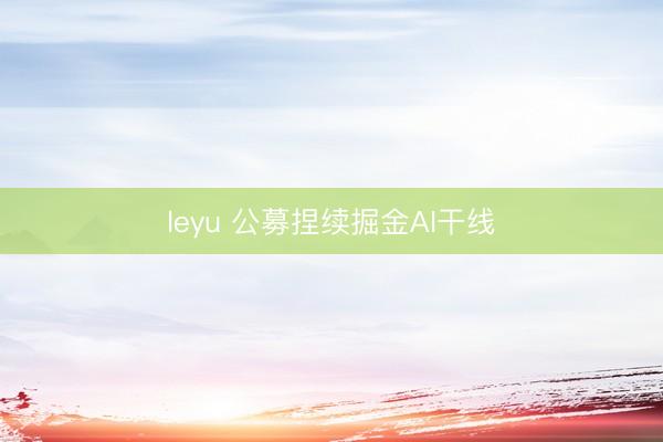 leyu 公募捏续掘金AI干线