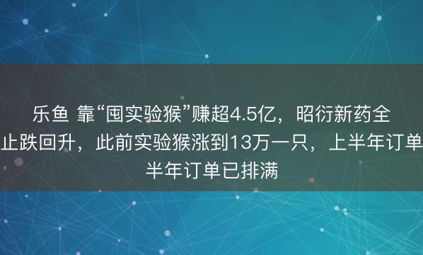 乐鱼 靠“囤实验猴”赚超4.5亿，昭衍新药全年净利止跌回升，此前实验猴涨到13万一只，上半年订单已排满
