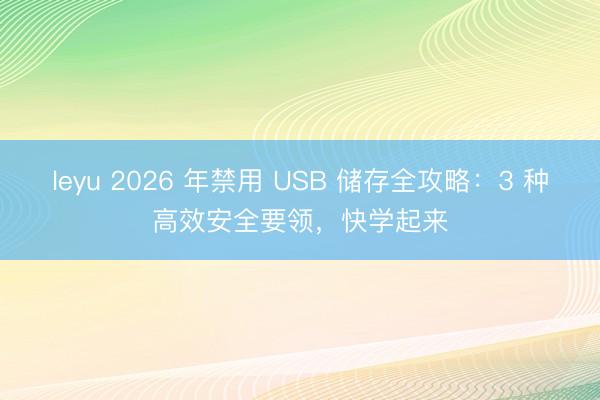 leyu 2026 年禁用 USB 储存全攻略：3 种高效安全要领，快学起来