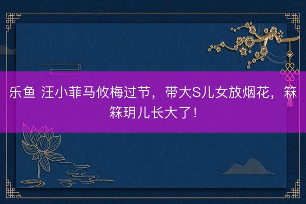 乐鱼 汪小菲马攸梅过节,带大S儿女放烟花,箖箖玥儿长大了!