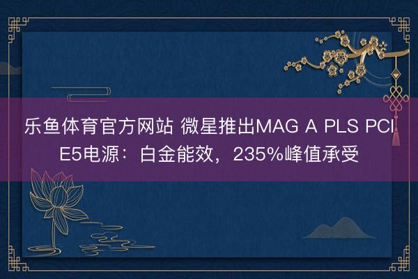 乐鱼体育官方网站 微星推出MAG A PLS PCIE5电源：白金能效，235%峰值承受