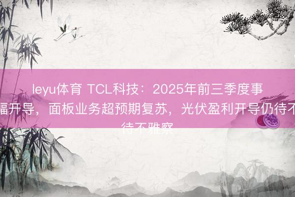 leyu体育 TCL科技:2025年前三季度事迹大幅开导,面板业务超预期复苏,光伏盈利开导仍待不雅察