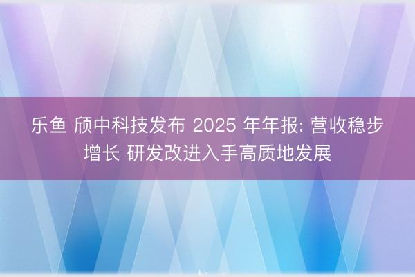 乐鱼 颀中科技发布 2025 年年报: 营收稳步增长 研发改进入手高质地发展